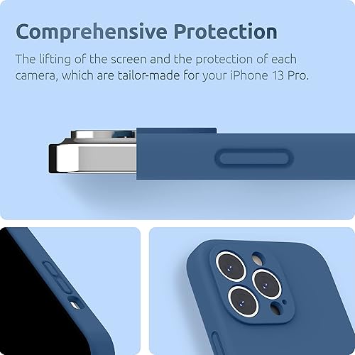 Miniatura 10 de SURPHY funda de silicona compatible con iPhone 13 Pro (6.1pulgadas, 2021), con protección para la cámara, funda de silicona líquida con forro de