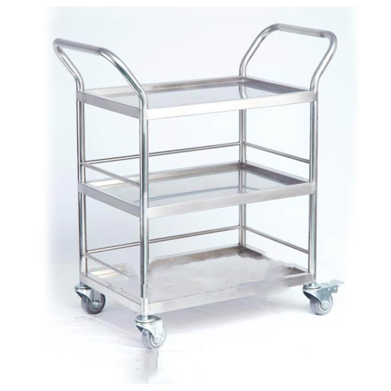 Carrello Portavivande A 3 Livelli in Acciaio Inox 80 Kilogram per Livello Carrello Portavivande per Carichi Pesanti con Ruote Carrello Portavivande con Doppie Maniglie E Copertura Rialzata(70x50x95cm/