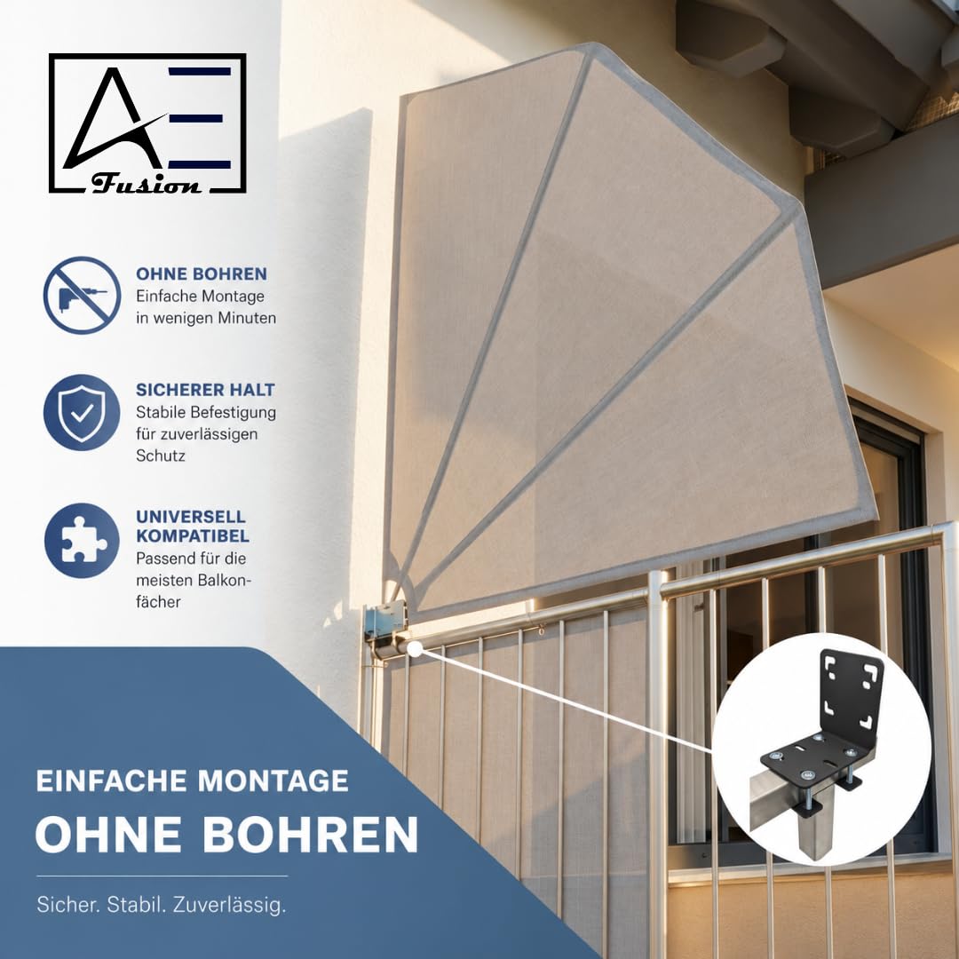 Adaptateur de support d'éventail de balcon rectangulaire pour balustrade de balcon jusqu'à 160 cm x 160 cm Fixation / support / adaptateur de qualité supérieure sur la balustrade sans perçage