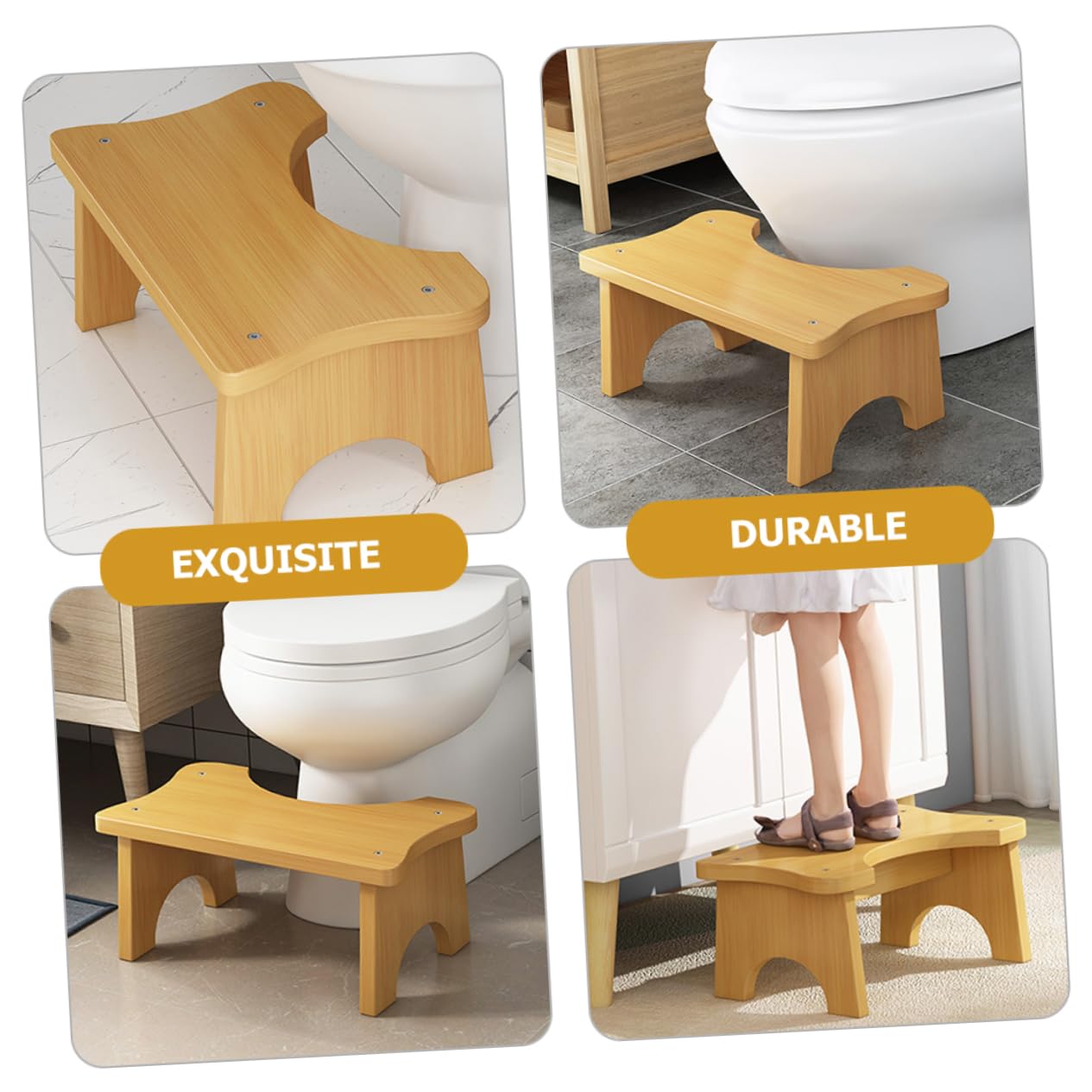 MAGICLULU 2st Fußbank Topfstuhl Hocker Für Toilettenfüße Schemel Outdoor-tritthocker Bad Tragbare Toilette Töpfchen Trainingstoilette Stühle Wc-sitzbezug Töpfchen Hocker Toilettenstuhl Holz