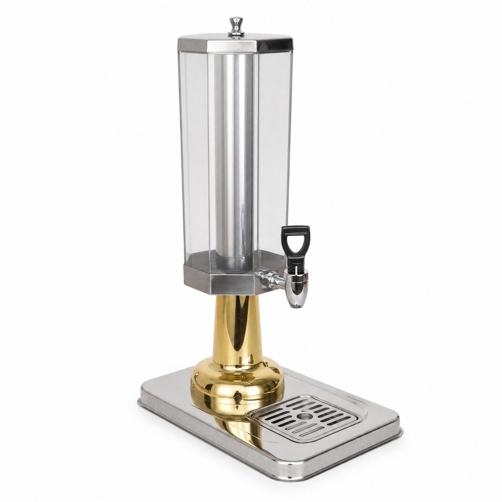 Drink Dispenser with Chilling Core Stainless Steel Countertop Beverage Dispenser Clear for Restaurants, Caterers, Buffet, Catering, Party Octagonal Gold-image-15