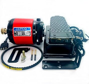 JAYCO Industrial Sewing Machine Motor (Full Copper Winding) and Heavy-Weight Quality Speed Controller (with L-Set Attachments) (RED)