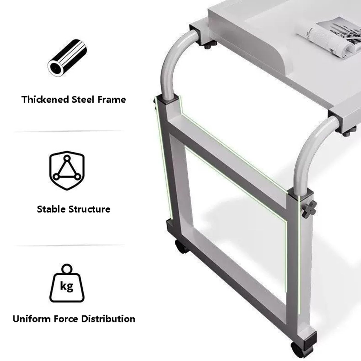 Tavolino da Letto con Carrello, Scrivania per Computer A Croce, Tavolino Mobile da Tavolo Infermieristico per la Lettura/Colazione per Letto o Divano a Rotelle(Color:Legno)