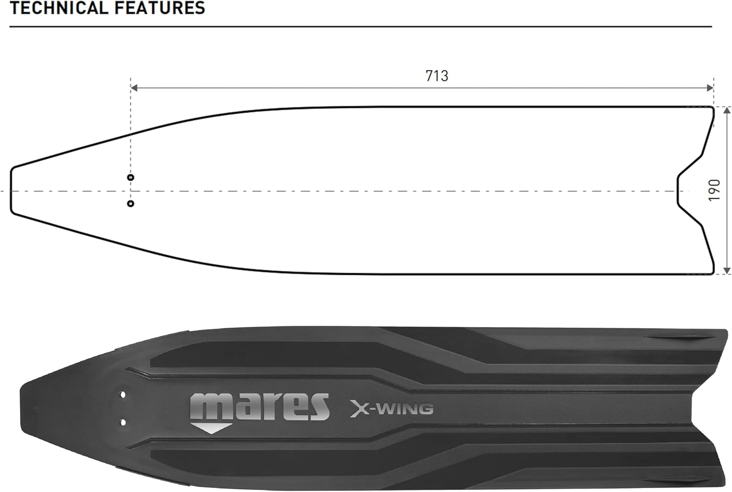 Mares X-Wing PRO Fin Blade - High-Performance Variable Thickness Interchangeable Fin Blade for Spearfishing & Freediving (1 Piece)