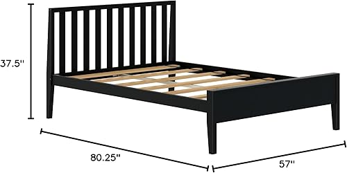 Miniatura 8 de Max & Lily Cama matrimonial, cama moderna escandinava para niños, marco de cama individual de madera maciza con cabecero de rejillas, no necesita