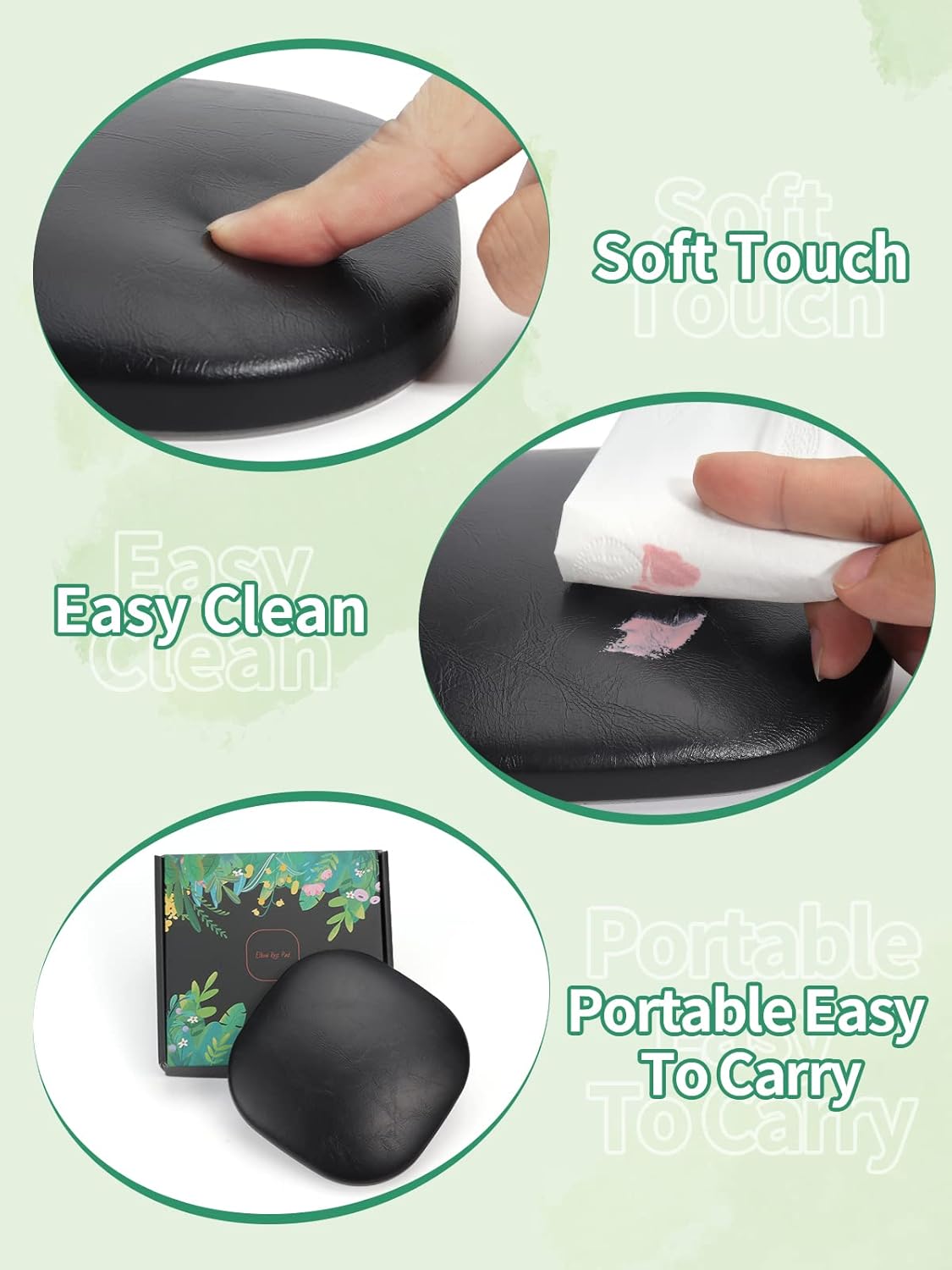 Rest Pad for Nails- Microfiber Leather Nail Arm Rest Cushion for Elbow, Professional Manicure Rest Elbow Support for Acrylic Nails, Portable Nail Hand Rest Pad Nail Tech Must Haves (Black)