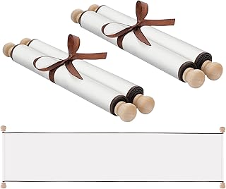 Epakh 2 Pack Blank Paper Scrolls Wrapped on Wood Rod for Writing, Drawing, Calligraphy, Wedding Vows, Cosplay Prop, Renaissance Festivals, Tabletop Role Playing Game (White Color)