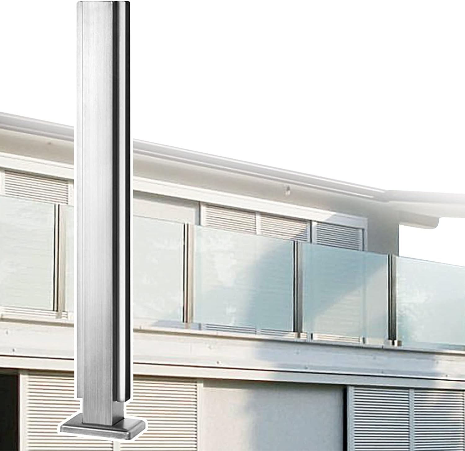 Balustrade en verre intérieur extérieur : poteau central de 85cm pour balcon et patio