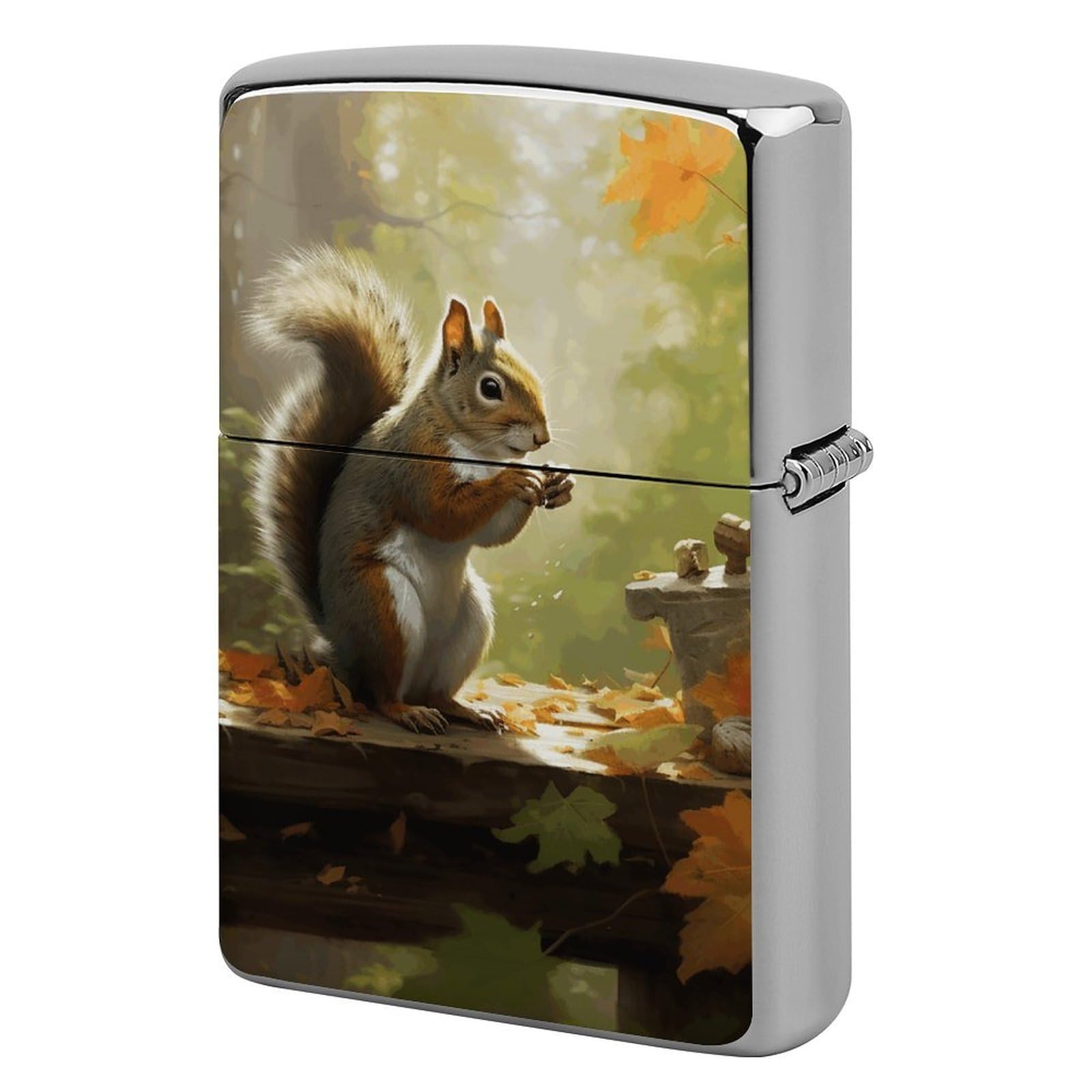 Squirrel Eats Nuts Lighter Case for Men, Personalized Lighter Cover for Valentine's Day Gifts, Flip-Top Lighters Shell for Outdoor, Portable Lighters Protective Sleeve