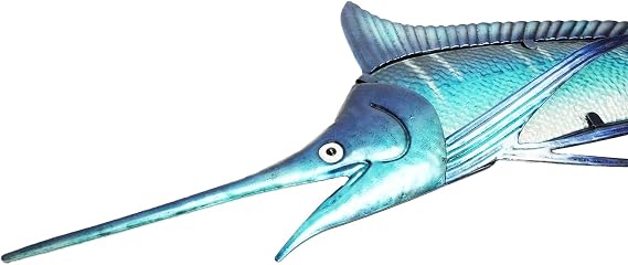 EUROCATCH Marlin - Wall decoration - 95cm - 3D - Metal and glass - Art - Mancave decoration - Wall decoration - Gift idea