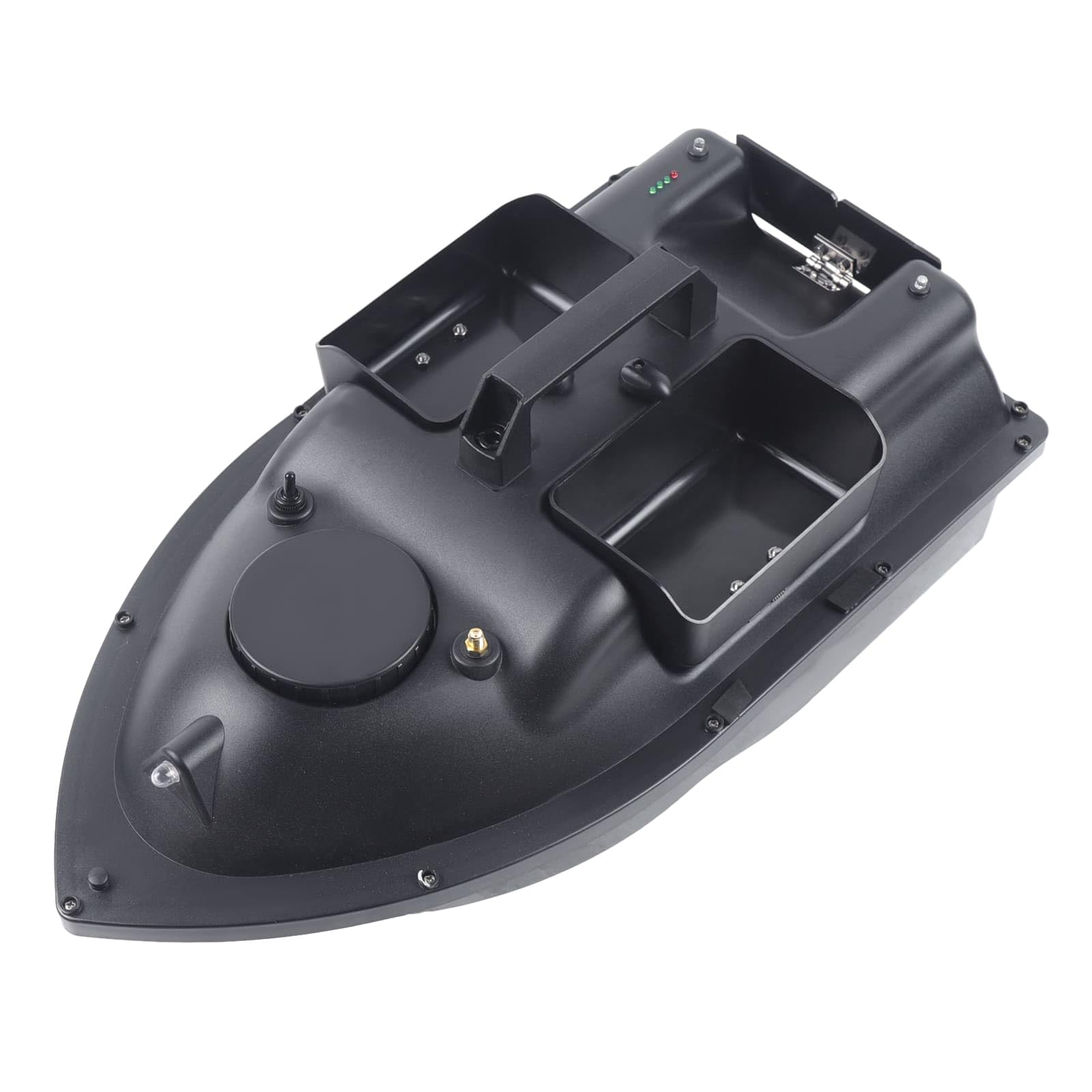 Barca di esche, Barca di avviatore telecomandato 500 m, 3 contenitori di esche, carico 2 kg, crociera automatica, batteria 5200 mAh, ideale per pesca in fiumi e laghi (nero)