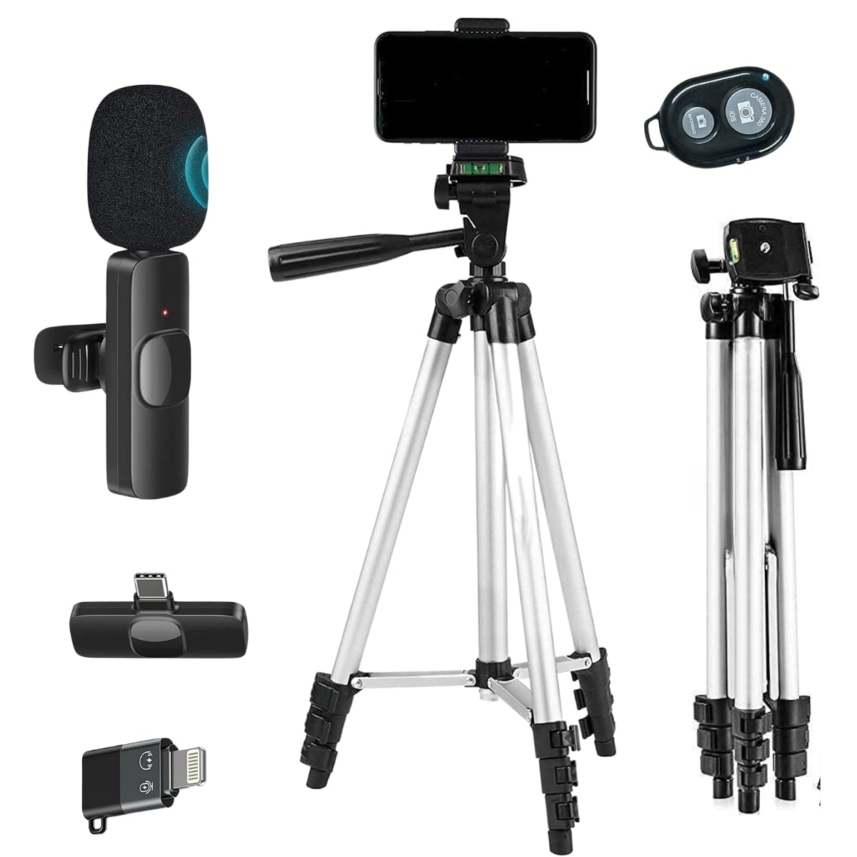 GADGETSWEAR 3110 Aluminium Lightweight Tripod for Mobile Phone Stand,(Combo with Wireless Mic & Remote) Camera Shooting Recording Holder for Youtubers, Light Shoot tripods, YouTube Video 360 Rotation (B0DBFH4H9F) Amazon Price History, Amazon Price Tracker