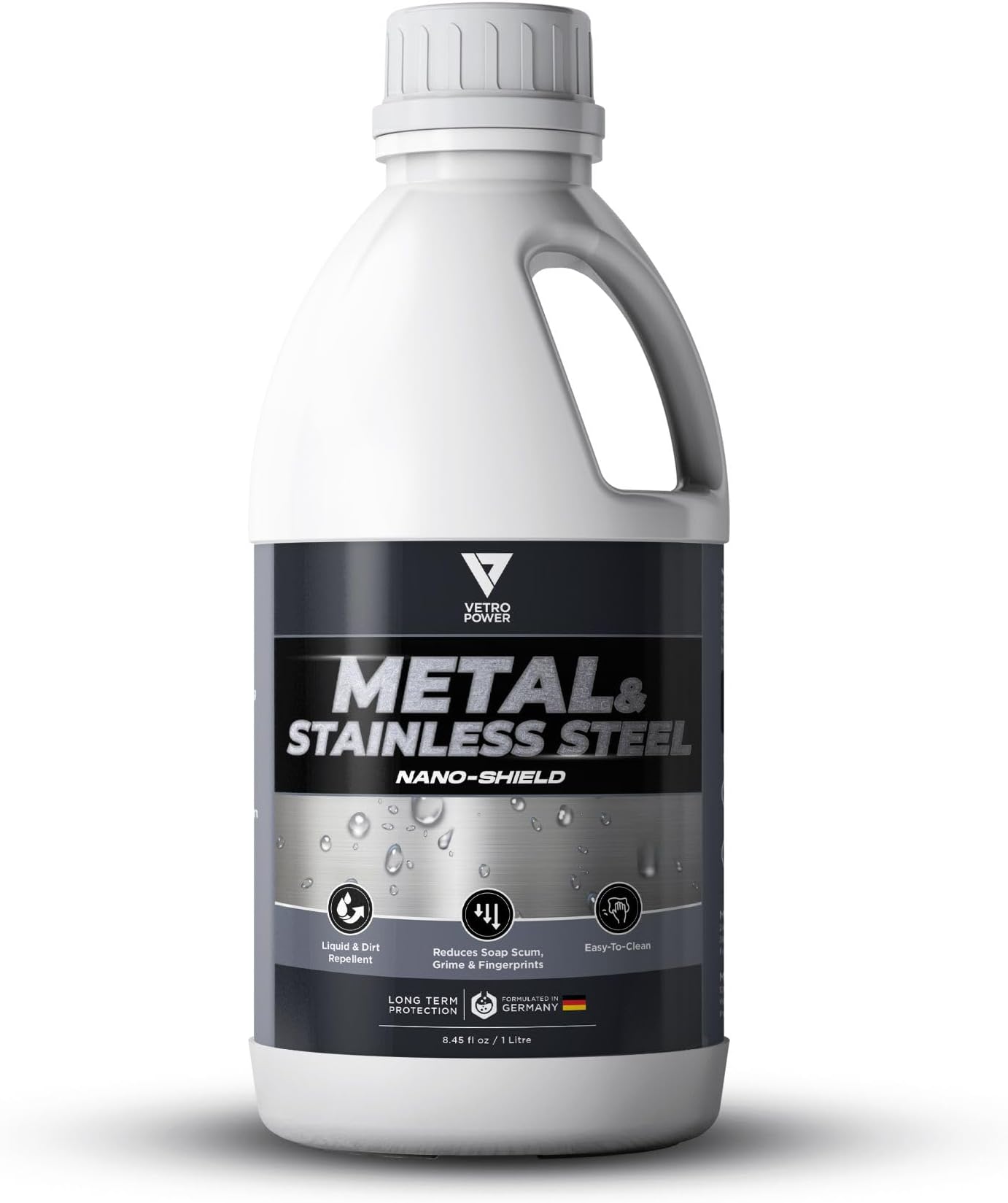 Vetro Power Metal & Stainless steel shield 1 Litre, Water And Rain Repellent, Non Toxic, Fluroocarben Free, Easy to Apply, For Kitchen Appliances, Bathroom fixtures, Etc, Easy to Use Formula