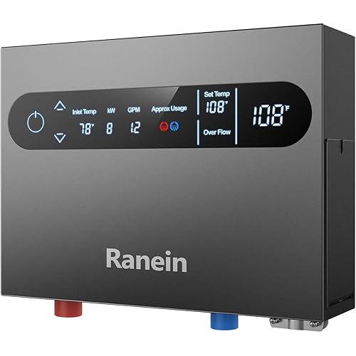 8kW Tankless Electric Water Heater, 240V on Demand Instant Endless Water Heater with LED Temperature Display for Bathroom and Kitchen sink