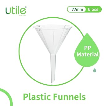 Utile 6pcs Plastic Analytical Funnel Set, PP Material, Top Diameter 70mm, Small Funnel for Lab Bottles, Recreational Activities, 4512.0015.6