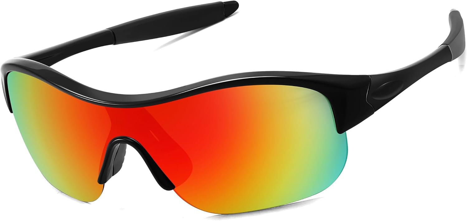 FEISEDY Polarized Sports Sunglasses for Kids Youth Baseball Cycling Running Glasses for Boys Girls Age 3-12 B0142