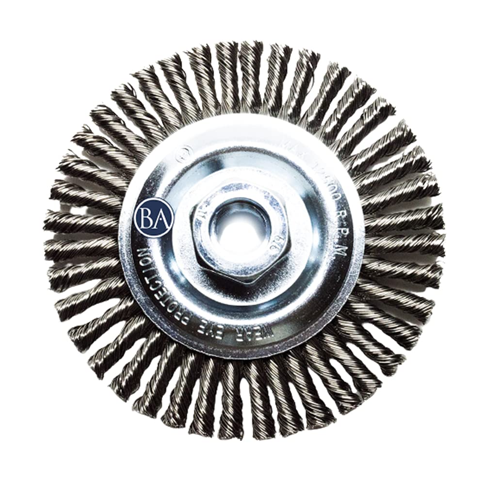 Benchmark Abrasives 4 1/2 Inch Stringer Bead Wire Wheel for Angle Grinder, Cleaning Narrow Holes, Derusting, Paint Removal, Deburring Grinding Wheels - Grinder Cutting Wheel - Stainless Steel