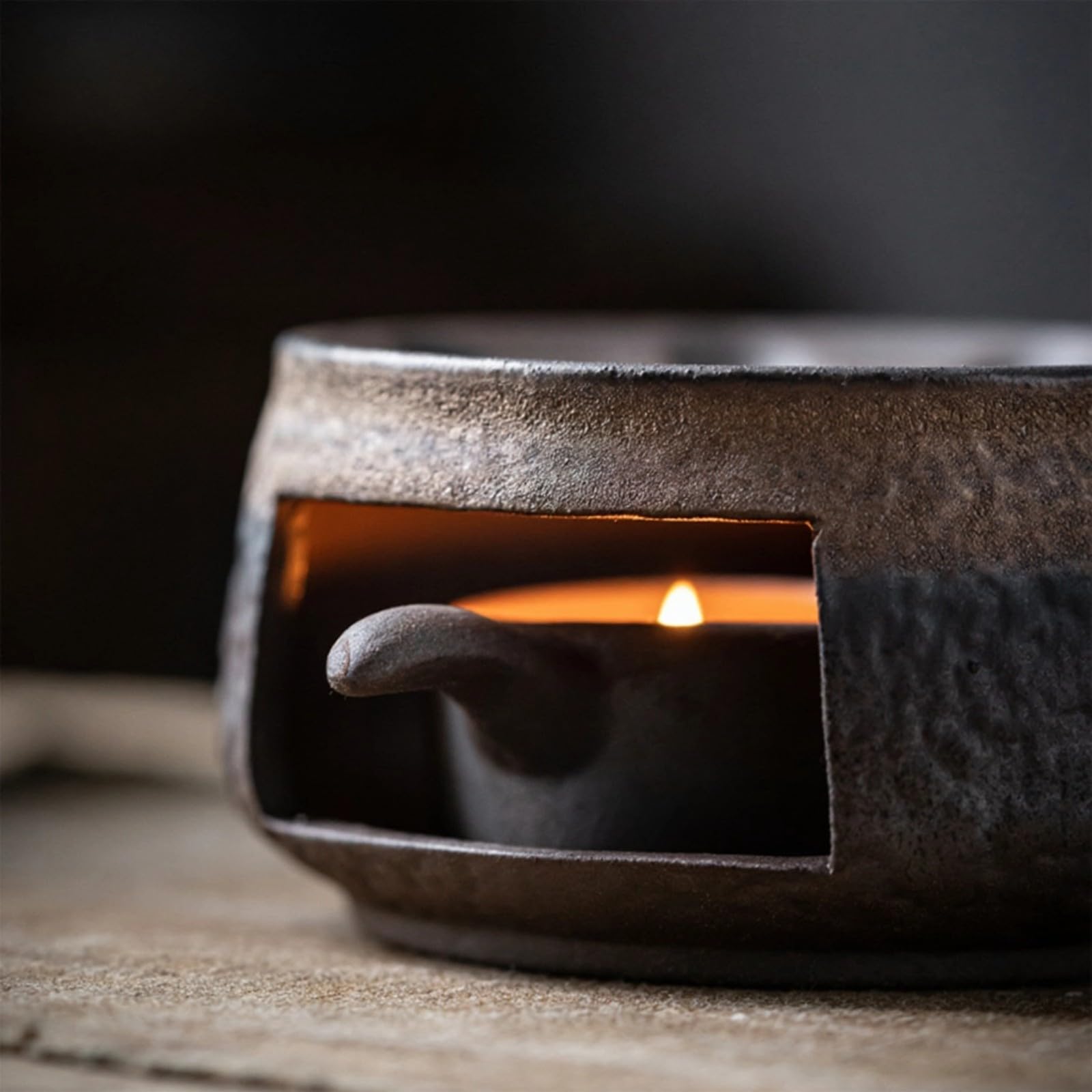 Cedro e bruciatore, bruciatore di olio in ceramica, diffusore di oli essenziali, set di scaldavivande in ceramica, fatto a mano con porta tealight