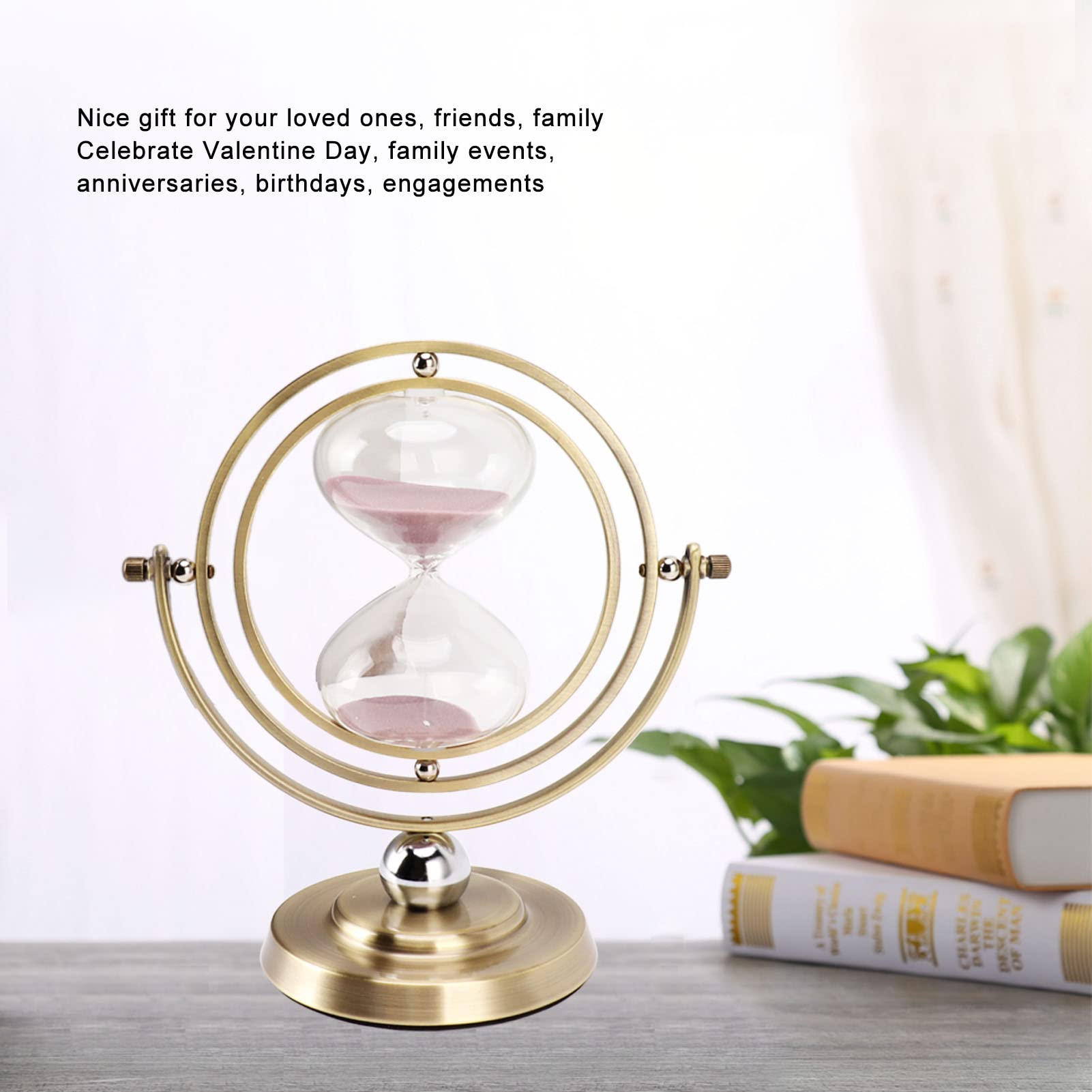Adorno de Reloj de Arena con Forma de Globo, Reloj de Arena Blanco Giratorio Antiguo, Reloj de Arena de Metal de 60 Minutos para Sala de Estar, Dormitorio, Estante para(M (2.8 X 2 X 2.2in)-30 minutos)