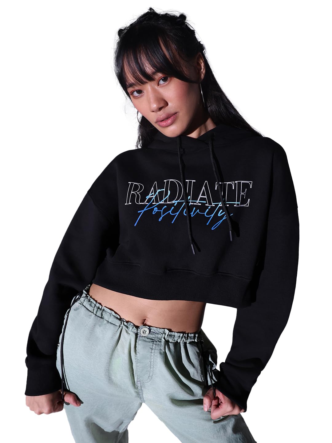 Hubberholme Black Women Oversized Hooded Sweatshirt HHWSSW23004_BK