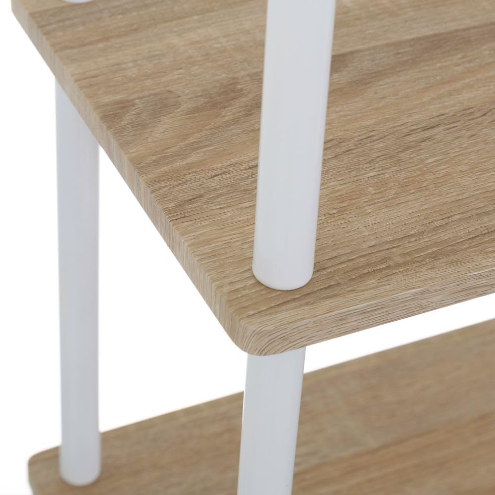 Estantería de 4 baldas LOLAhome 110x60x30 cm Metal Blanco y Tablero Laminado Natural