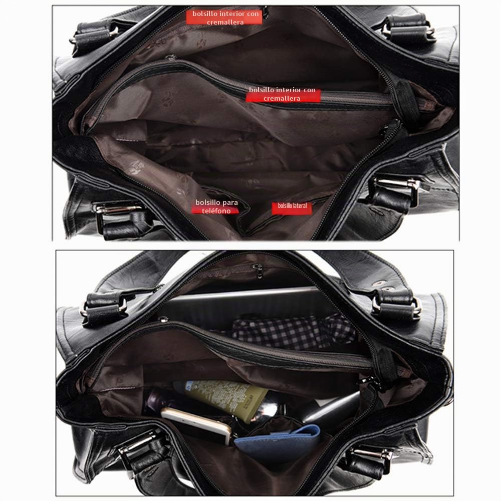 Bolso de Mujer Grande Bolso PU Cuero Con Flecos Hombro Bolsa Tote para Shopper Viaje Oficina Escuela Trabajo