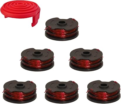 0.065 27FT Replacement Trimmer Spools for Hyper Tough, Weed Eater Spool Replacement Compatible with Hyper Tough GGT500WU, HT18-401-004-01,HT19-401-003-03, HT10-401-002-01 6 Spools + 1 Cap Cover