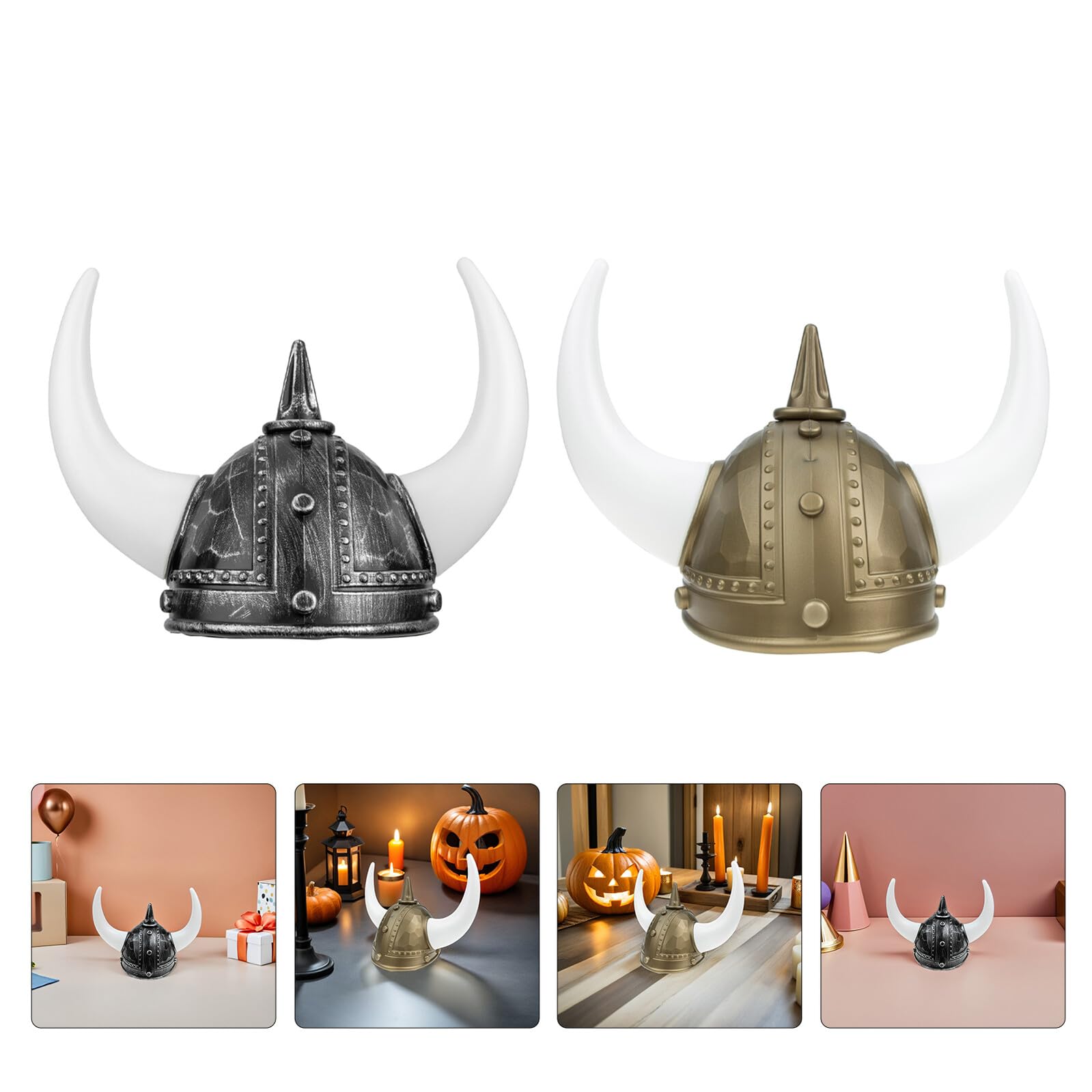 2 Pezzi Cappelli Viking con Corna Dorate e Argentate Accessori Costume per Festa di Halloween e Carnevale Cappello Pirata Norreno per Adulti Uomo Leggero e Facile da Indossare