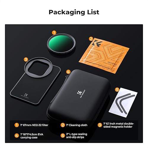 Miniatura 6 de K&F Concept 6.1 pulgadas Adaptador de Montura Magnético para Filtro de Lente con Filtro Variable ND2-32 de 67mm Compatible con iPhone, Compatible