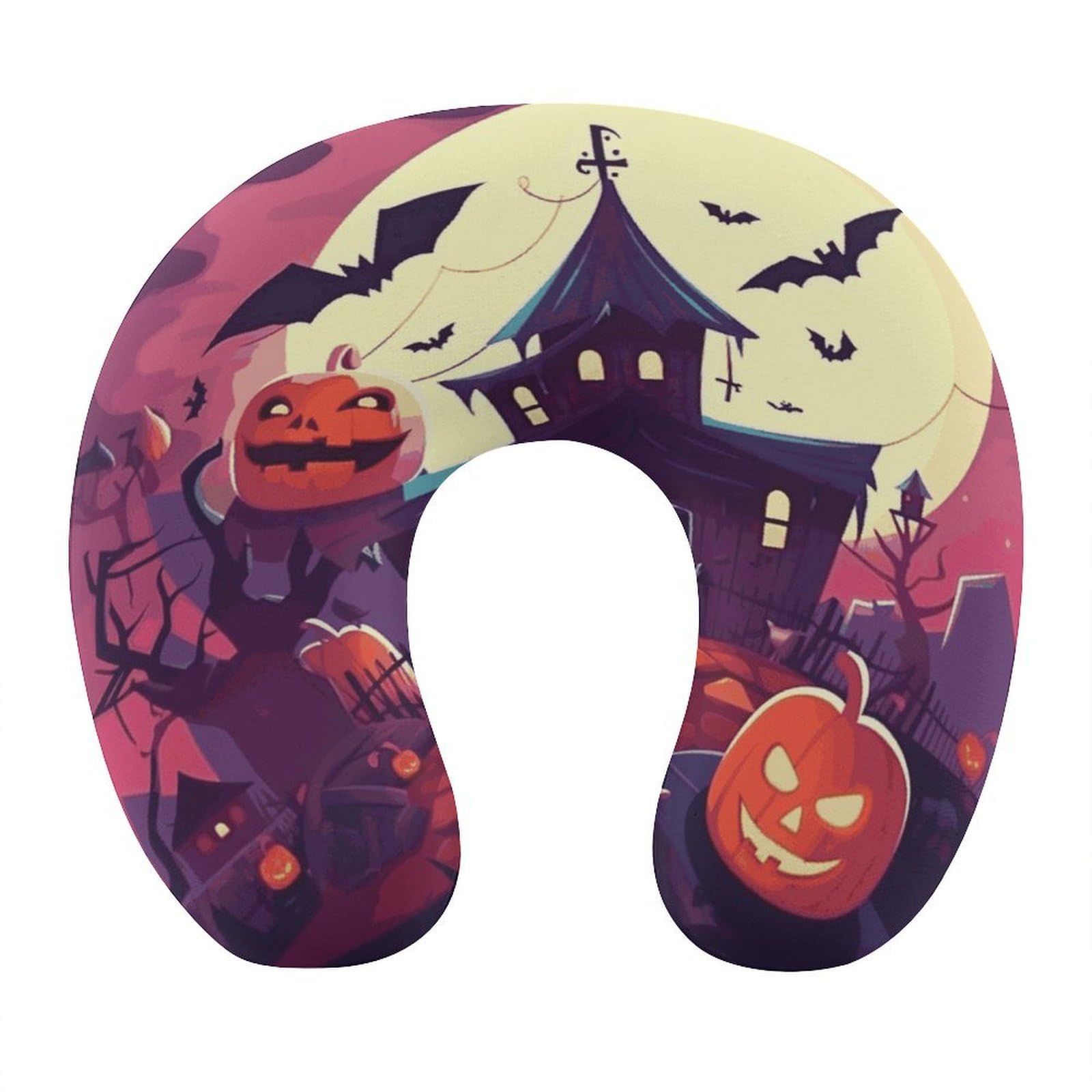 Btcowzrv Style Happy Halloween U Shaped Neck Pillow Travel Pillows