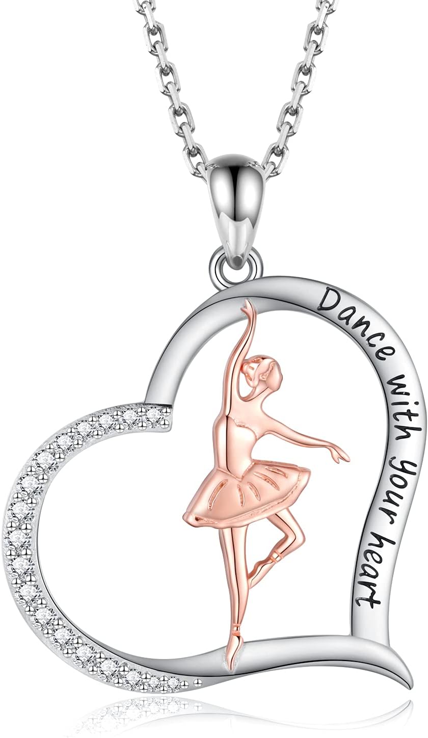 Sariel 925 Sterling Silver Ballerina Necklace for Dancer Women Ballet Dance Pendant Dancing Jewelry Gifts