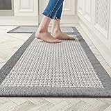 Kitchen Rugs and Mats Non Skid Washable, Absorbent Rug for Kitchen, Large Kitchen Floor Mats for in Front of Sink, 2 PCS Set 20'x32'+20'x48'(Gray)