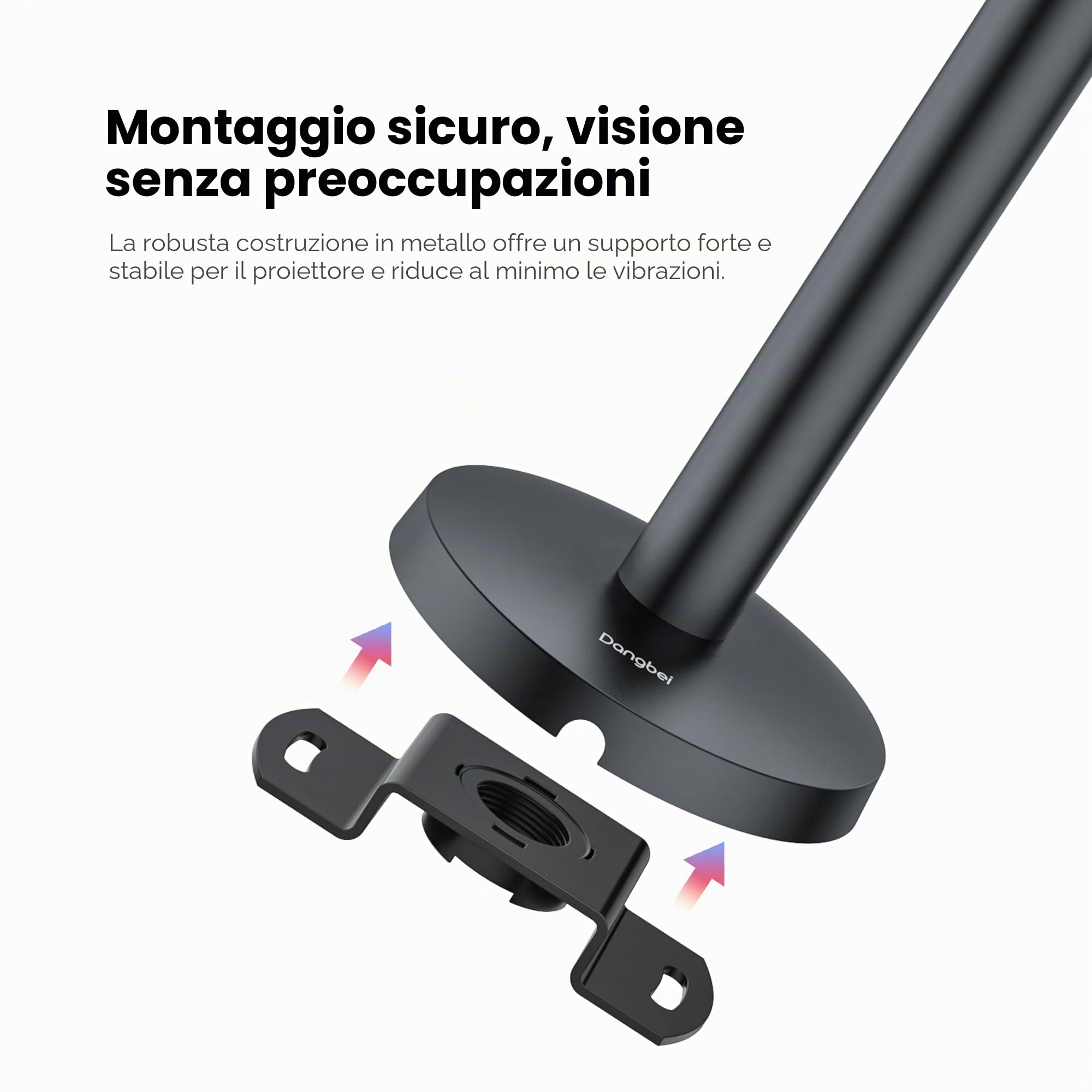 Dangbei Supporto da soffitto per proiettore, altezza regolabile 3,9-15,7", vite da 1/4", compatibile con DBOX02, DBX3 Pro (non compatibile con DBOX02 Pro)