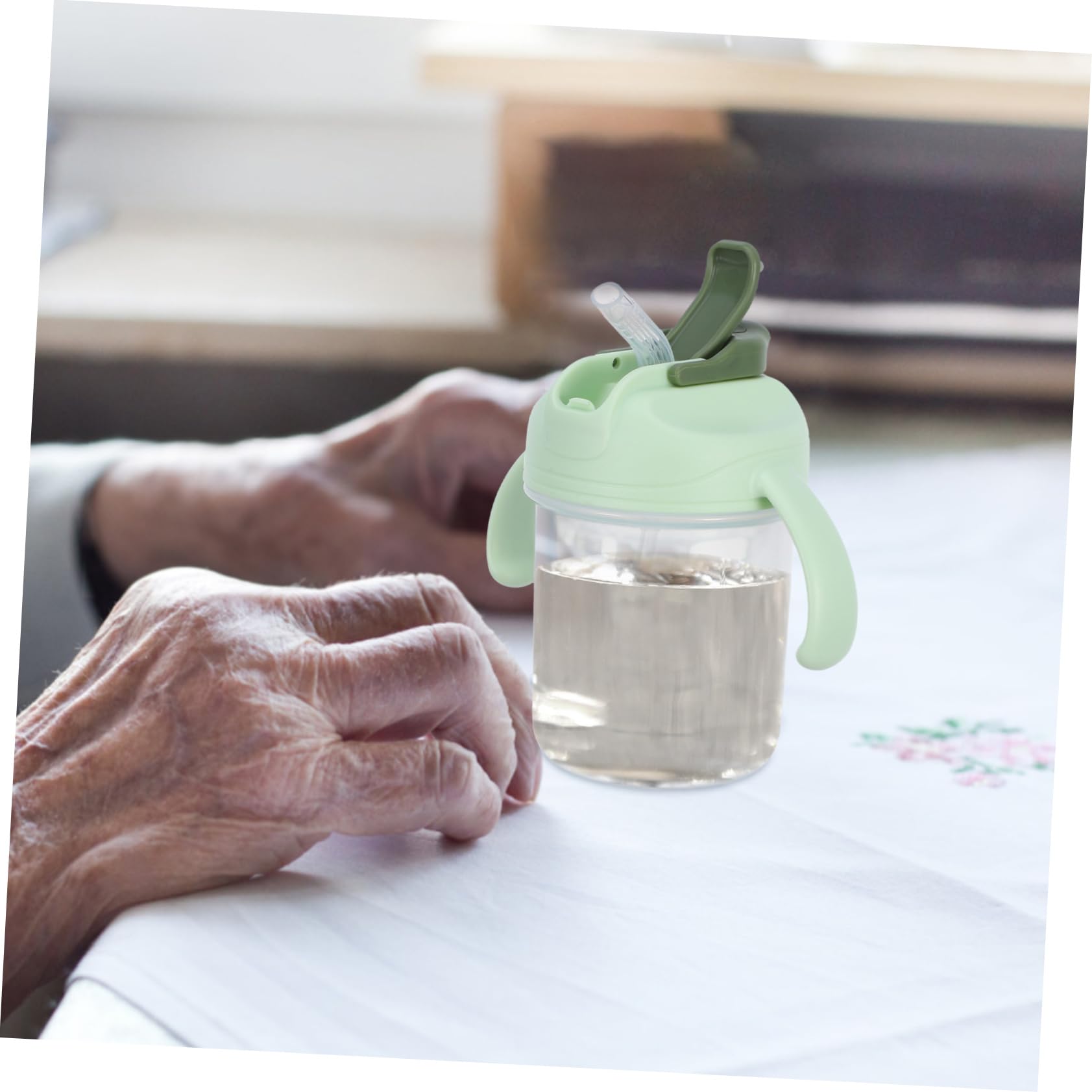PACKOVE 3piezas Botella Antiderrames Con Pajita Para Mayores Taza De Portátil Para Cuidado De Ancianos Vaso Con Mango Para