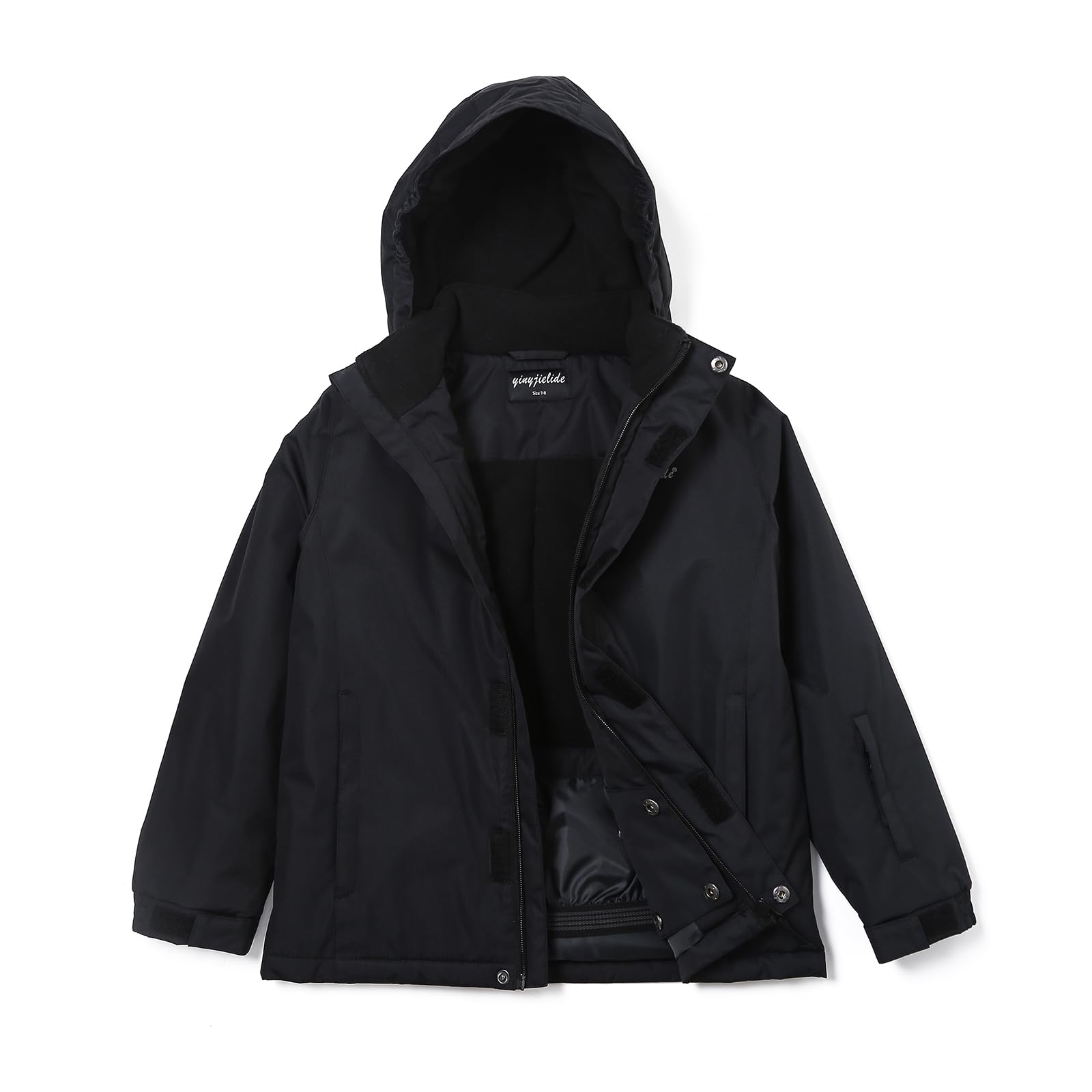 ENDIRAD Boys Waterproof Winter Snow Coat Size 7-8, Kids Ski Snow Jacket for Boys, Warm Fleece Lined Winter Windproof Jacket with Hood