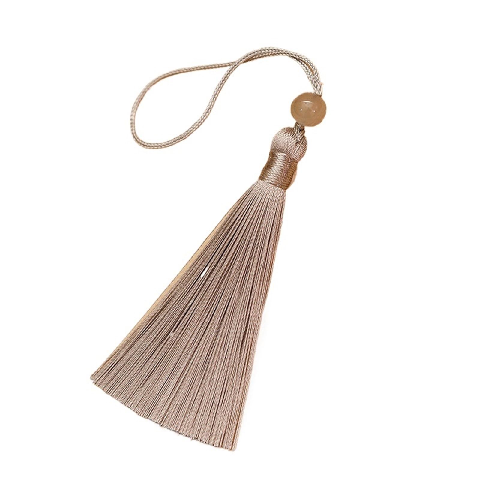 Mini Tassels for Crafts 80pcs Silky Tassel Soft Mini With Jade Beads For DIY Jewelry Making Bookmarks Decor(Grey)