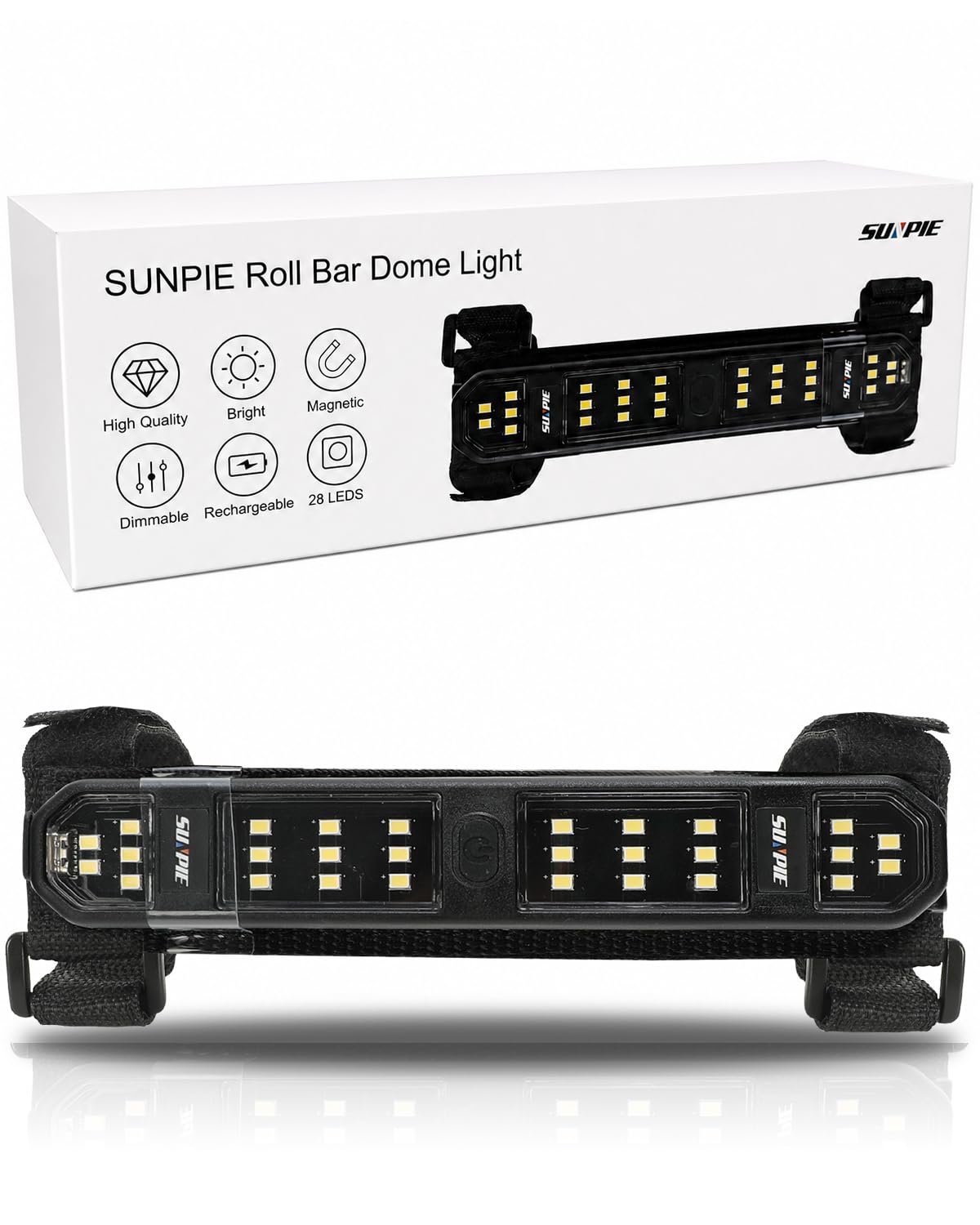 SUNPIE UTV Dome Light Battery Powered Roll Cage Bar Interior LED for SXS