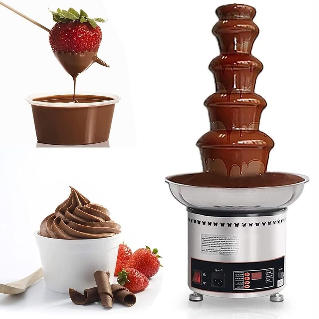 UMJIGF Commercial Chocolate Melting Machine with Hot Melting Pot Base, Chocolate Fountain Fondue Set, Adjustable Settings, for Graduation Ceremony Hotel Wedding Western Restaurant,5Tier