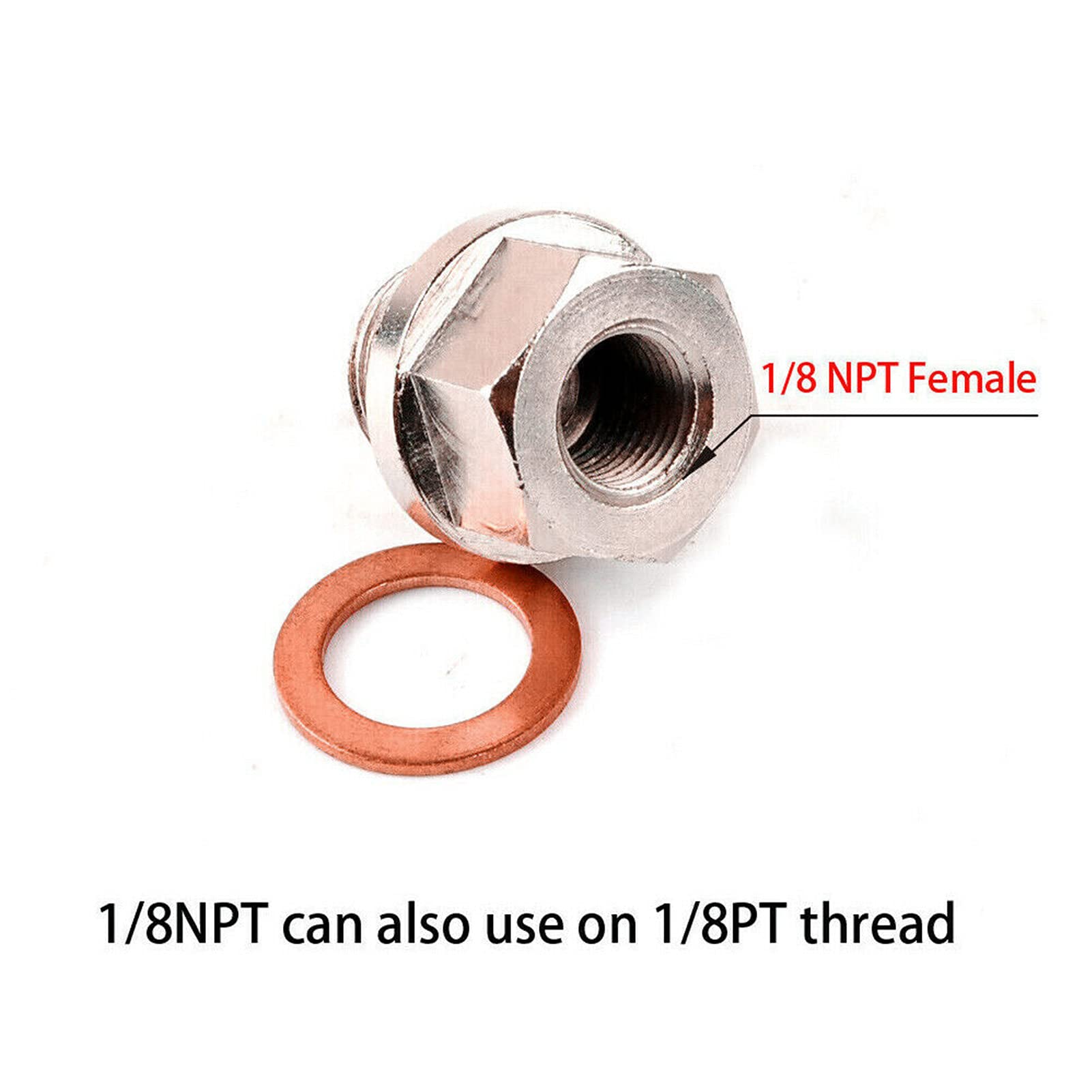 Eujgoov M18x1 adapter czujnika 5 na 1/8 NPT, redukcja z uszczelką do pomiaru temperatury i ciśnienia