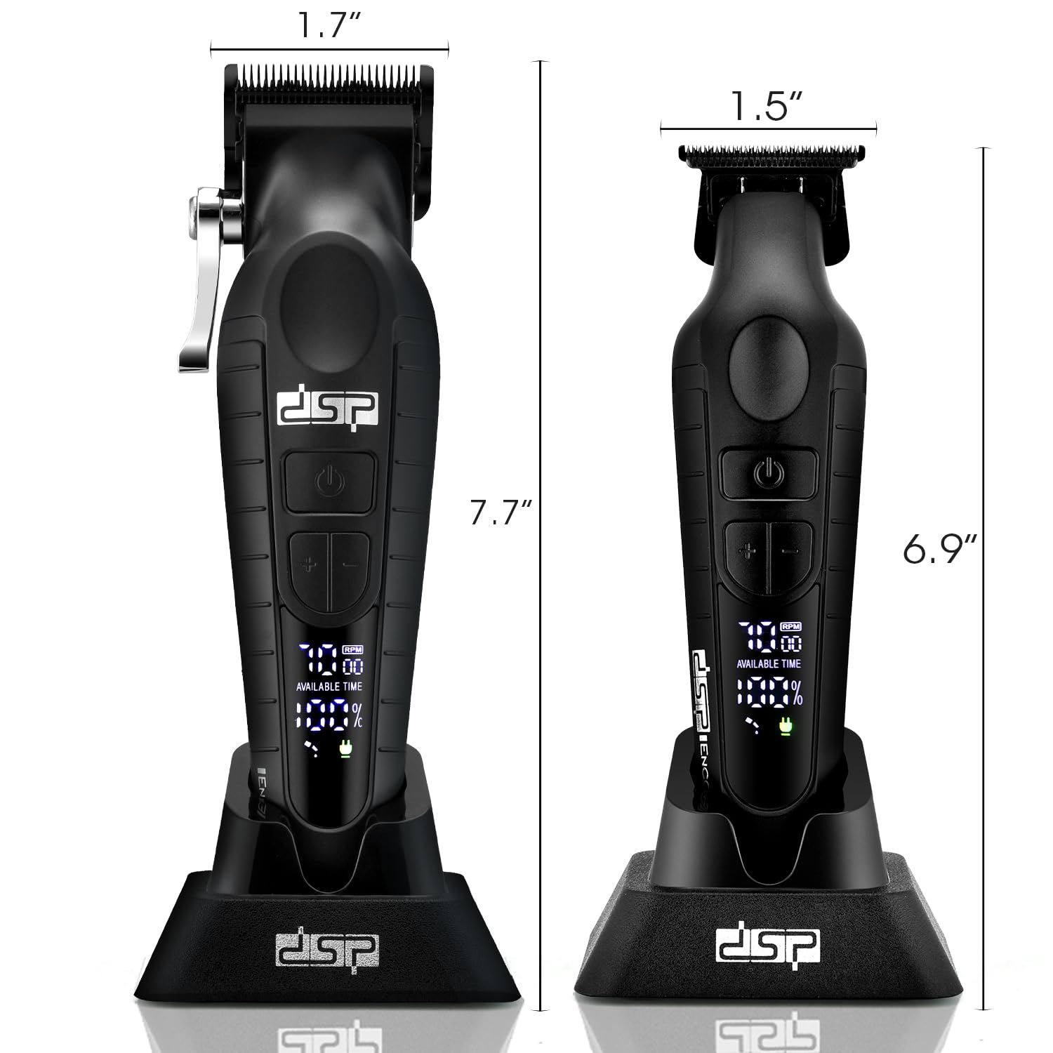 Kit cortapelos profesional DSP, pantalla LED sin cable, cuchillas de acero inoxidable recubiertas de DLC, silencioso ≤68dB, carga rápida - Set de cuidado para cortar el pelo en casa