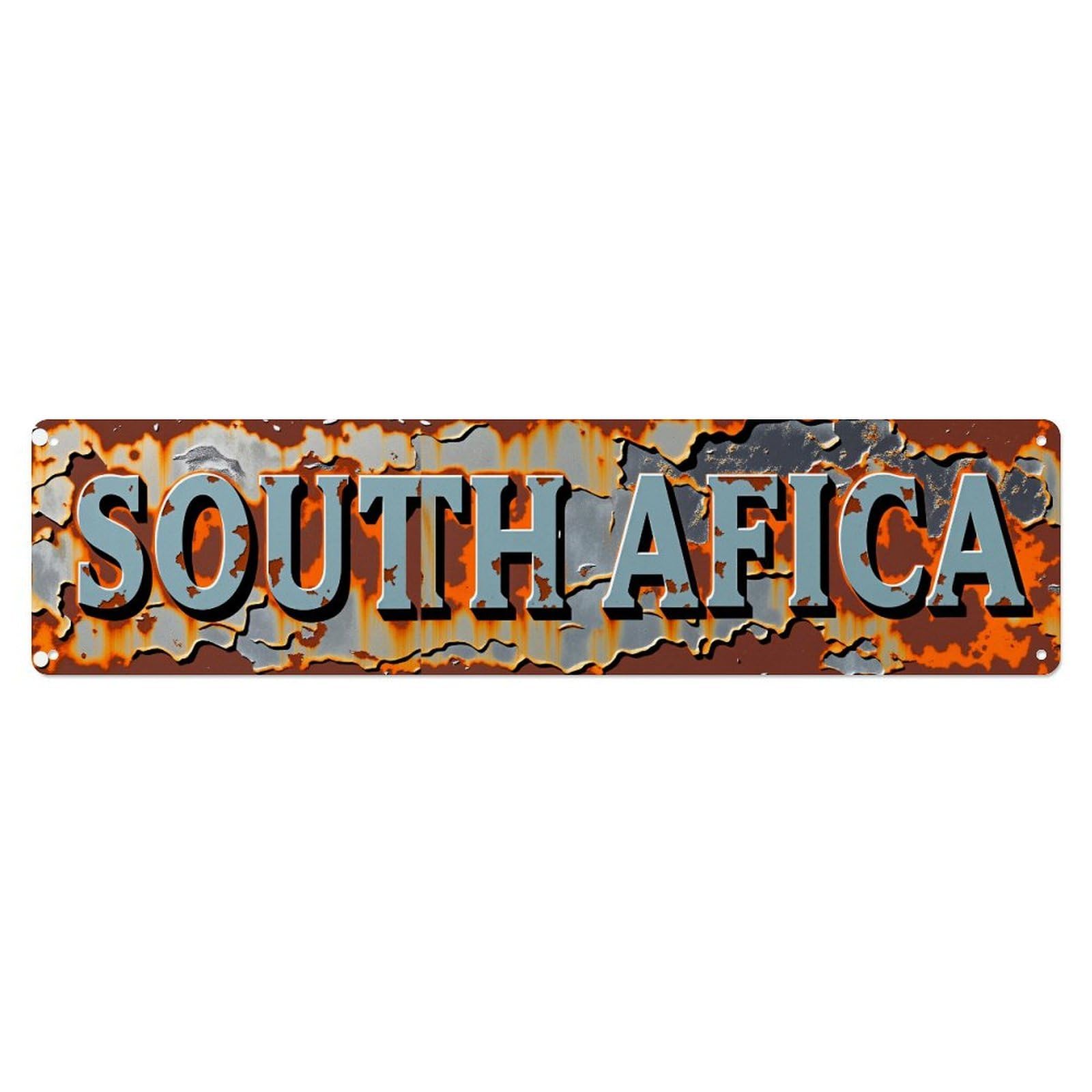 Rusty Metal Texture South Africa Text Pattern Tin Sign Vintage Metal Sign Home Bar Garden Wall Decor Metal Poster 4x16 Inch