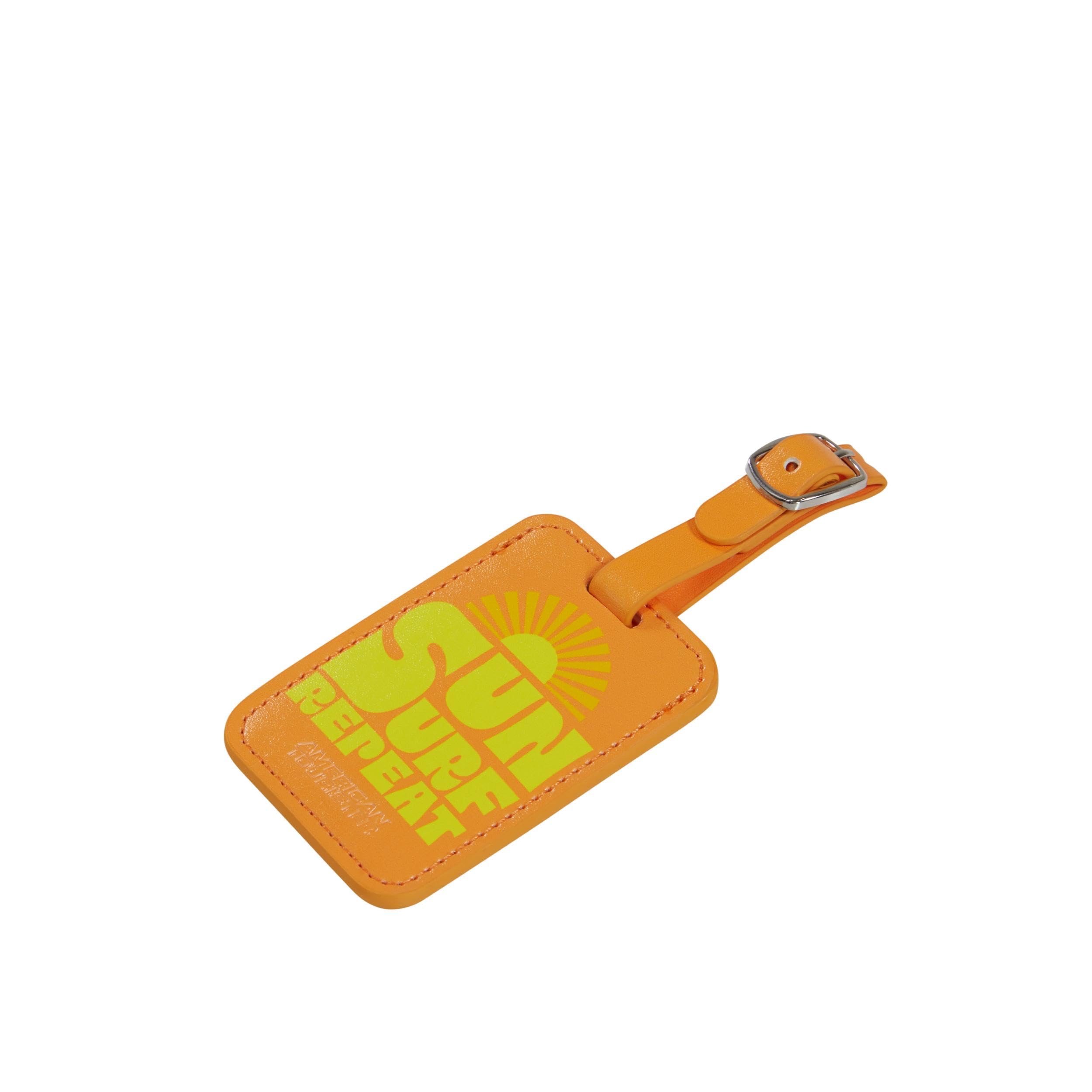 American Tourister Luggage Tags - for suitcases and Bags, with Adjustable Strap, Address Card Included, with Print, Set of 2 - Sun Surf Repeat
