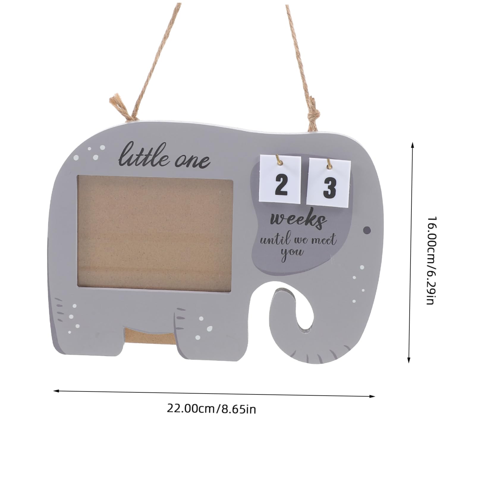 Totority Baby Photo Board Elephant Wooden Sonogram Frame for New Parents Nursery Art