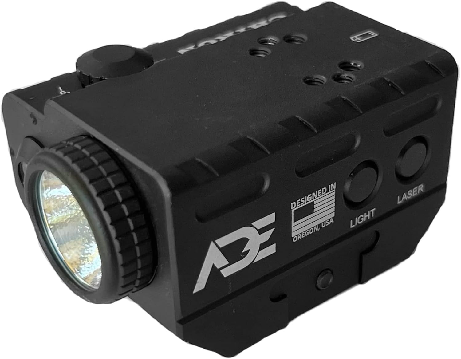 ADE LS012G CHIRON Class IIIA Green Laser + Flashlight Combo with Built-in Back up Optic mounting Plate for Red Dot Combability Work with Trijcon RMR,Holosun 407k/507K,Vortex Venom, Burris Fastfire.
