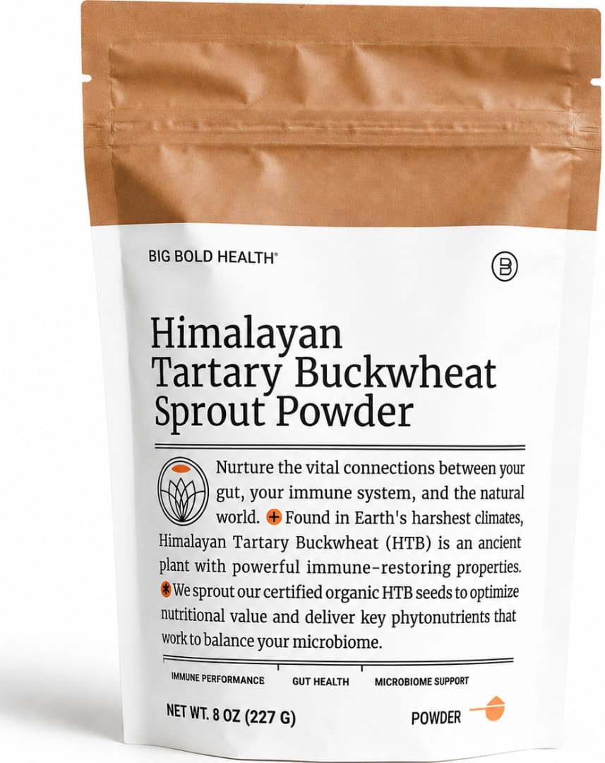 BIG BOLD HEALTH Himalayan Tartary Buckwheat Sprout Powder - Rich in Polyphenols & Prebiotic Fiber - Non-GMO, Gluten-Free, Grain-Free, Vegetarian - 30 Servings