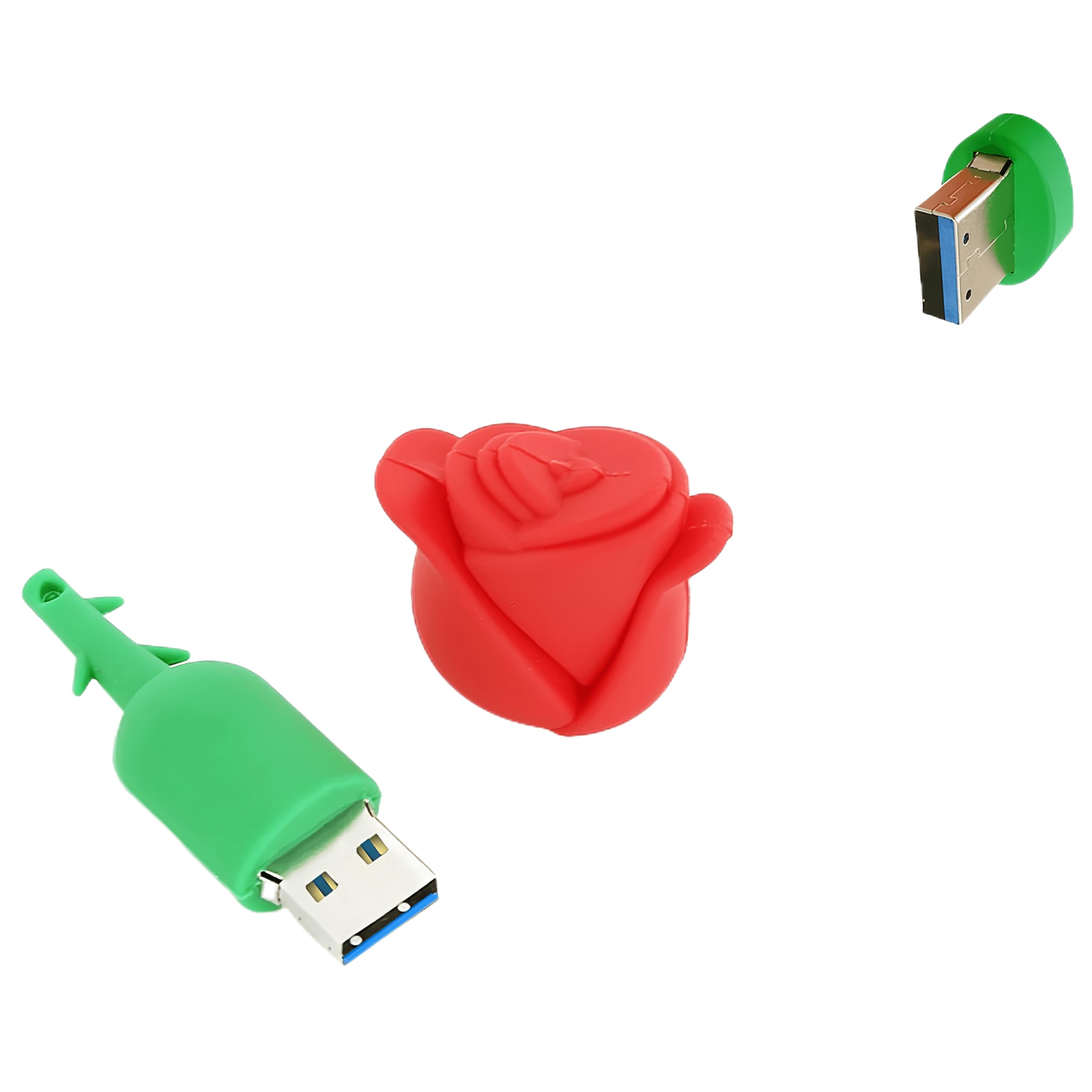 Chiavetta USB 3.0 Flash Drive, 128 GB, a forma di fiore rosso, ad alta velocità di trasferimento