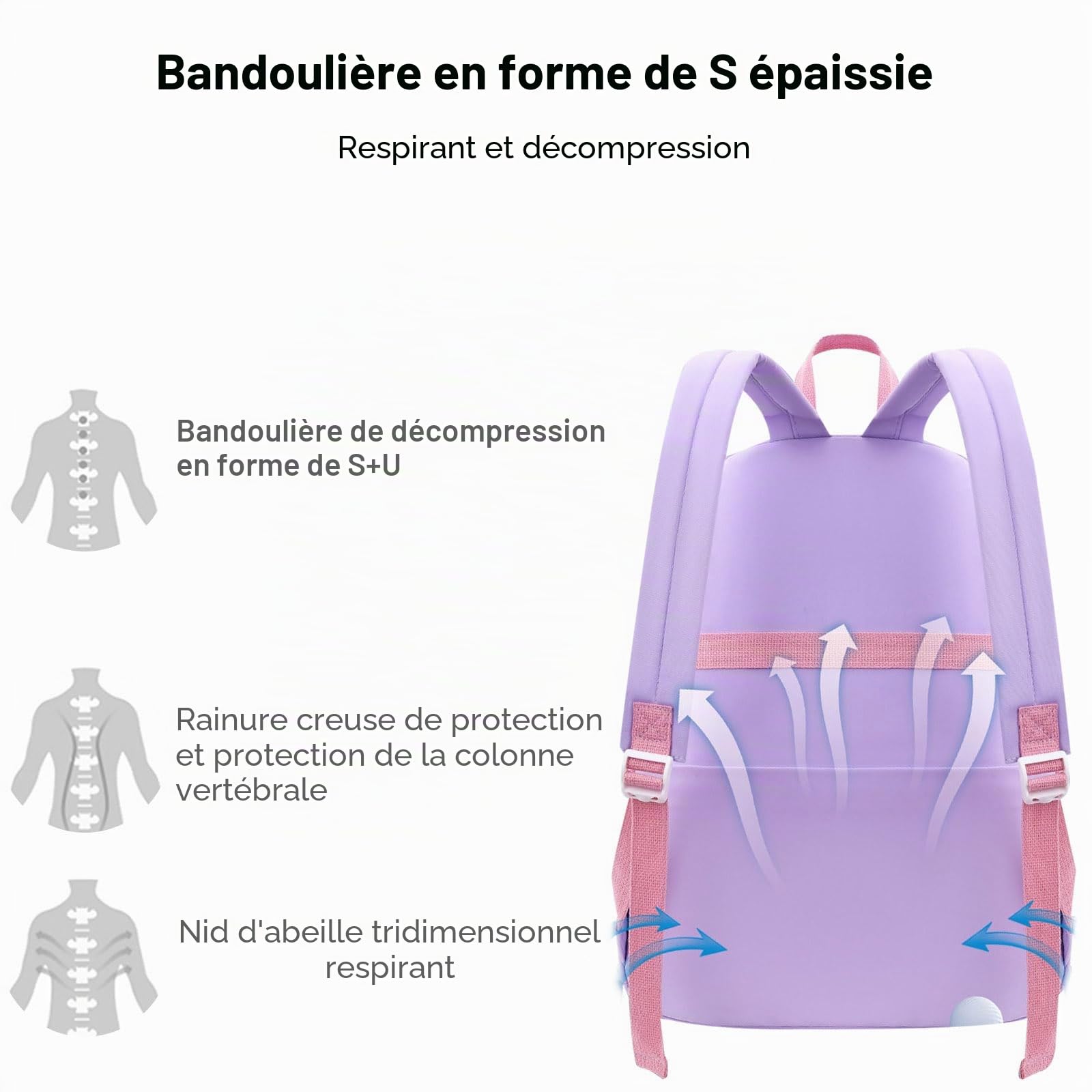 FANDARE Mignon Sac à Dos Enfant Filles Garçons Sacs Scolaires Loisir Maternelle Cartables Sacs d'École Voyage avec Ceinture de Fixation de Bagages Rose