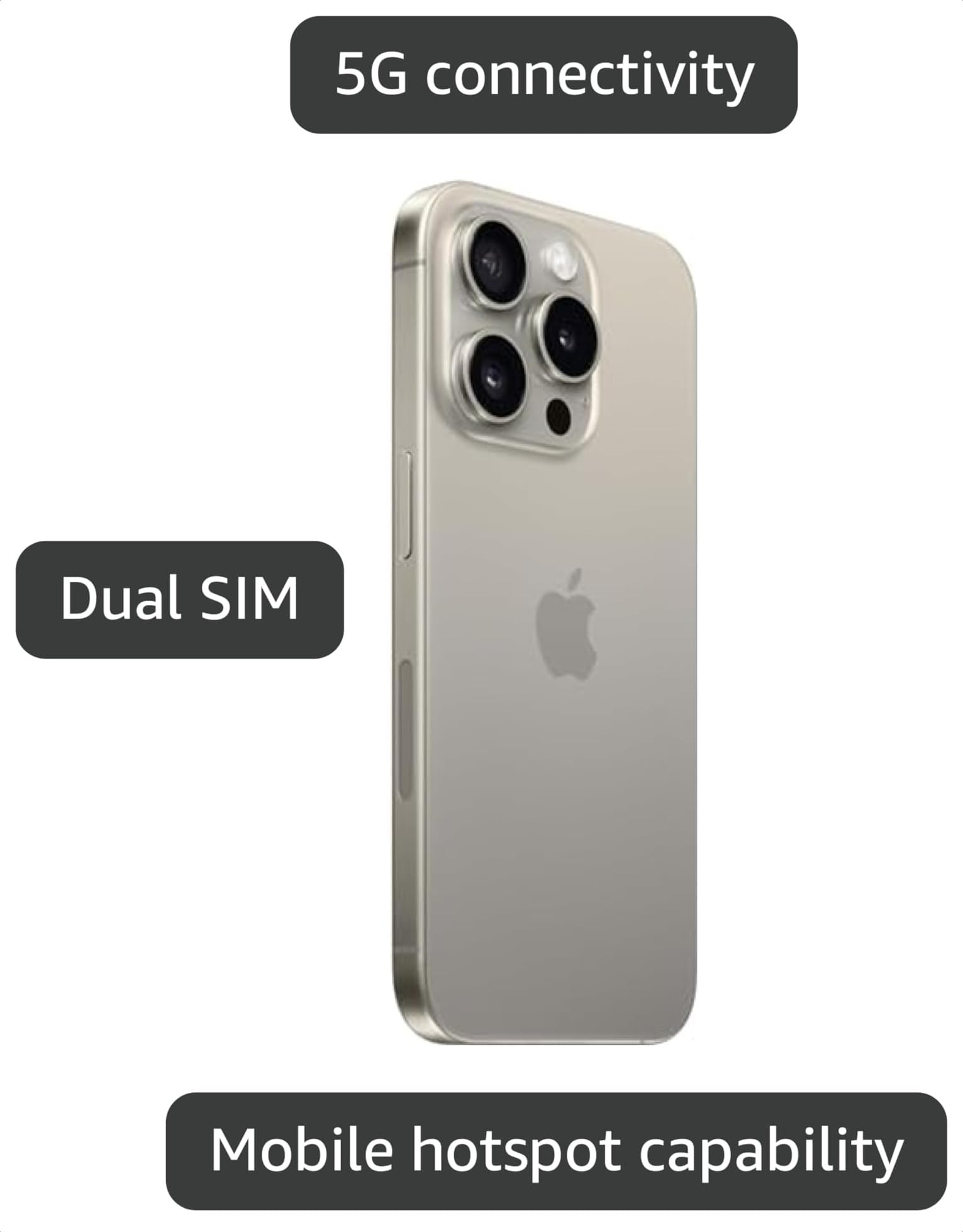 Amazon.com: Apple iPhone 15 Pro, 512GB, Natural Titanium