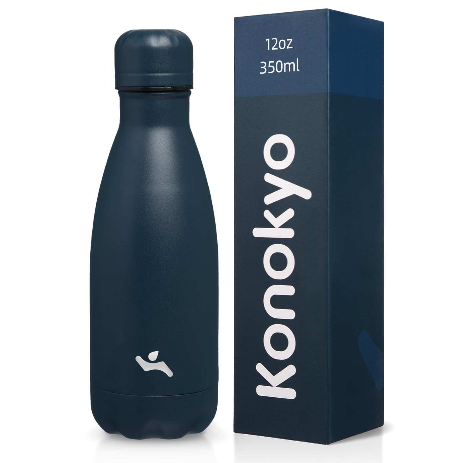 Konokyo 12 oz Insulated Stainless Steel Water Bottle, Navy Blue