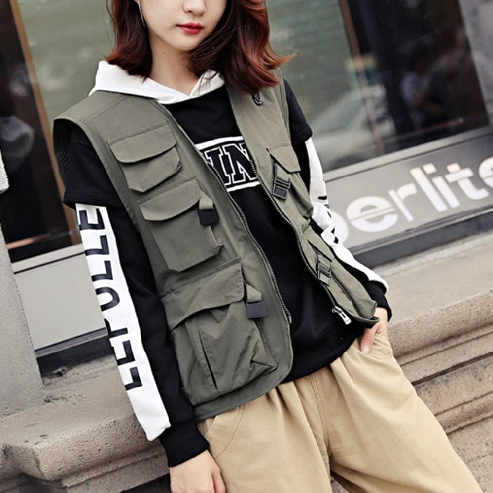 Gilet Cargo da Uomo E Donna Gilet da Caccia Militare All'aperto da Arrampicata da Pesca con Tasche Multiple, Red, L